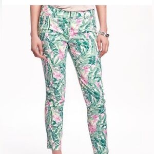 Women's Old Navy Pixie Chino Pants, Green/Pink, Size 8R, NWT